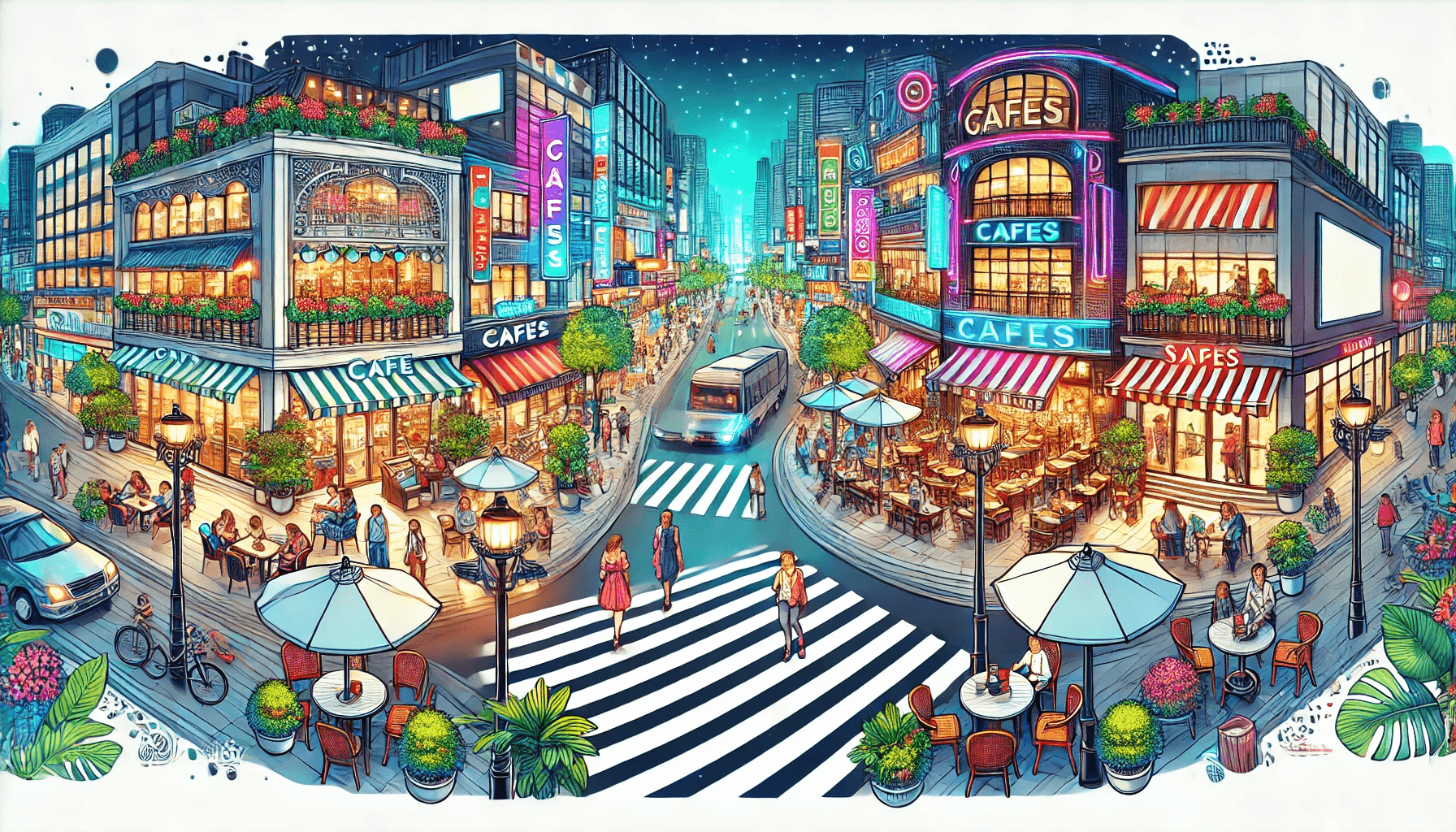 渋谷の休日イラスト