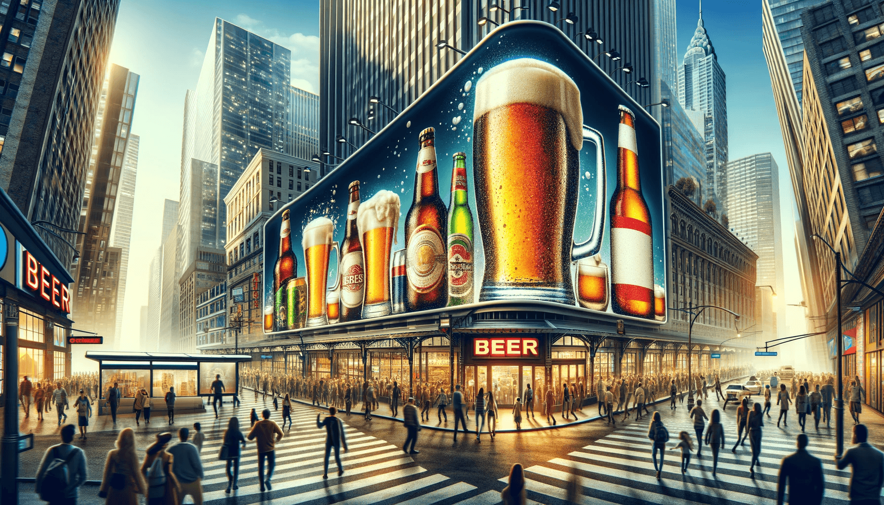 ビールと屋外広告のイメージ