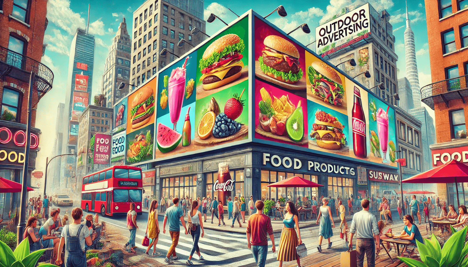 食品と屋外広告のイメージ図