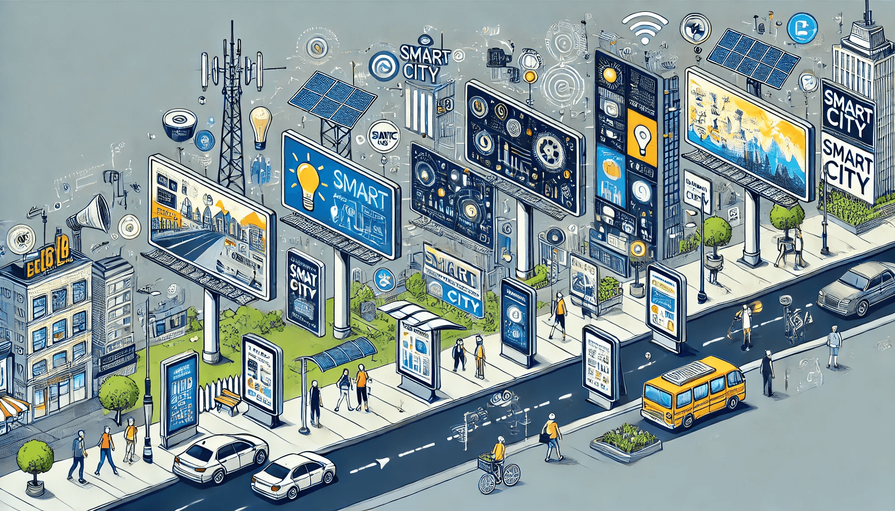屋外広告の進化とその背景のイメージ図