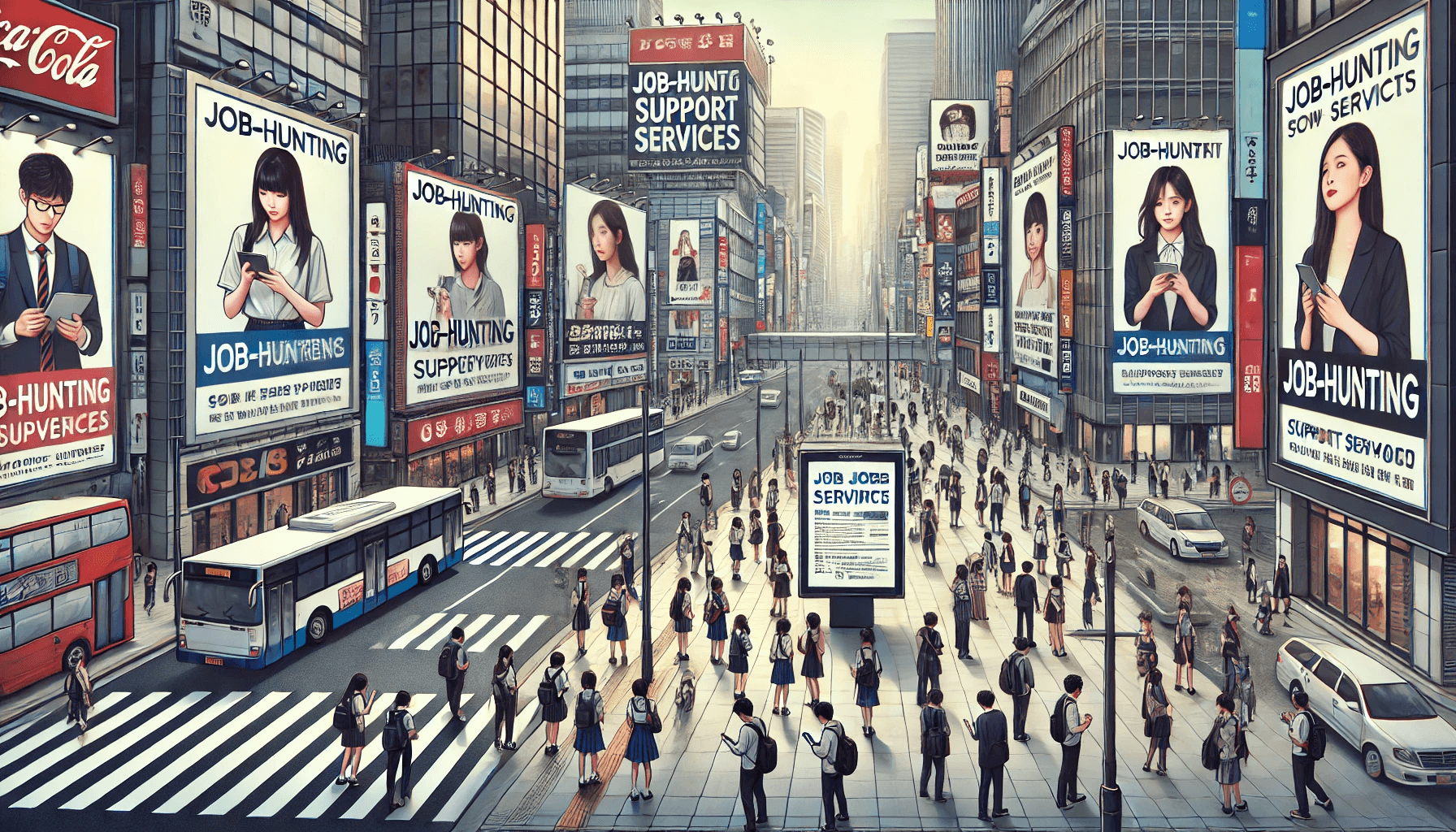 転職エージェントの屋外広告イメージ図