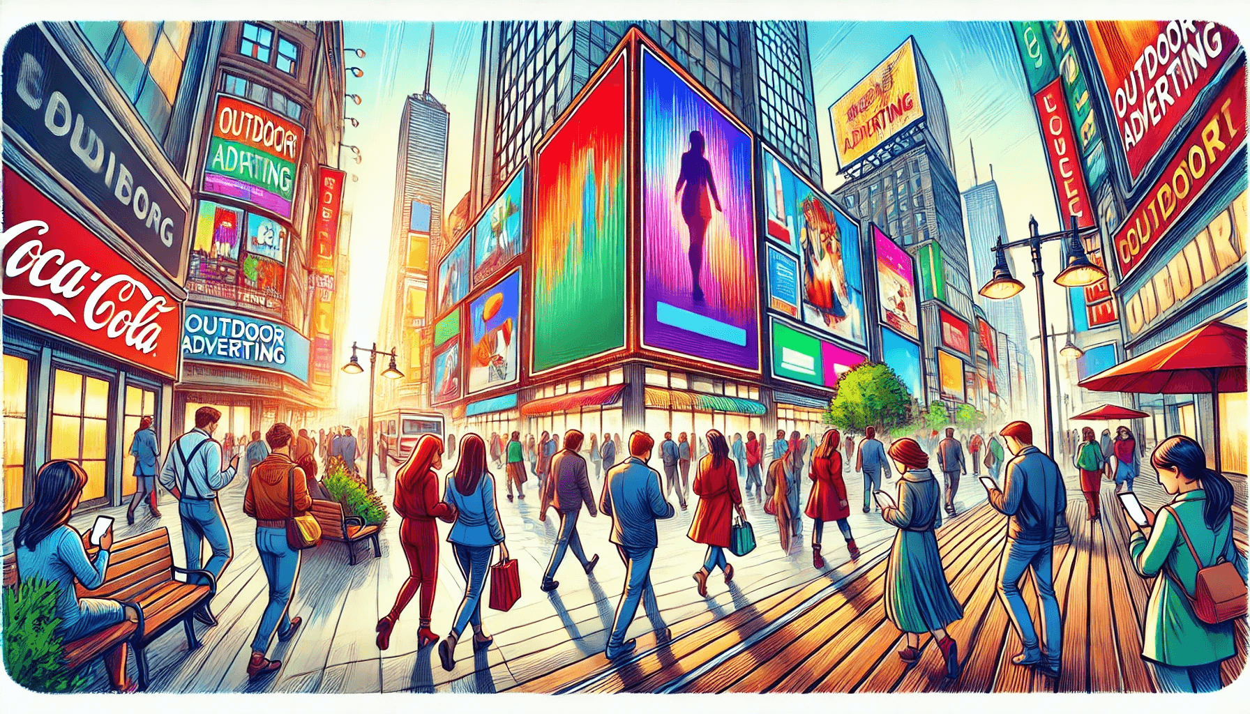 屋外広告が注目されている様子のイメージ